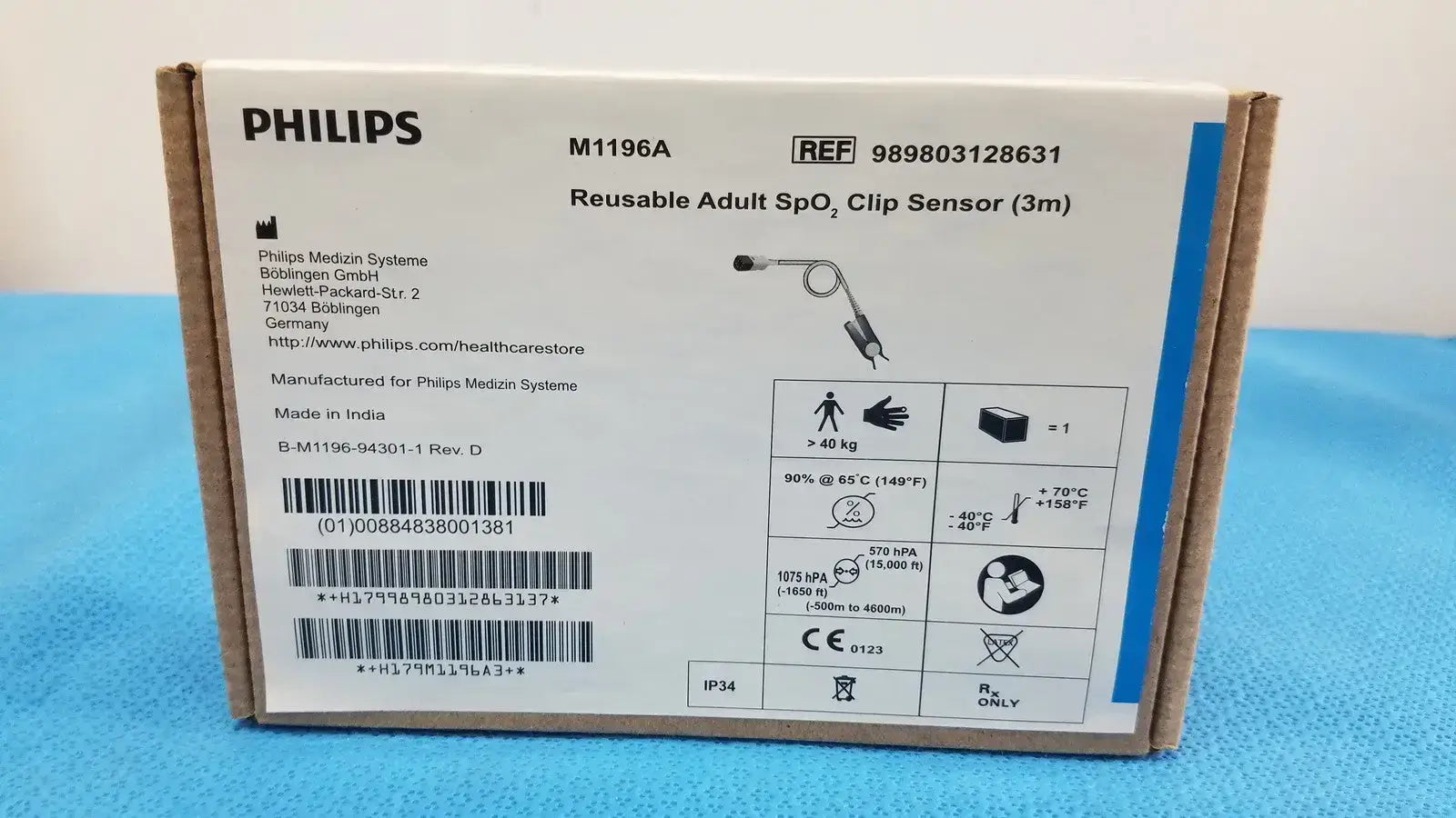 Philips Adult Spo2 Clip Sensor 3m - M1196A SpO2 Sensor, second-hand product photo 1