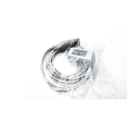 Philips advanced etco2 sensor medical cable with metallic connector and coiled gray tubing in clear plastic packaging