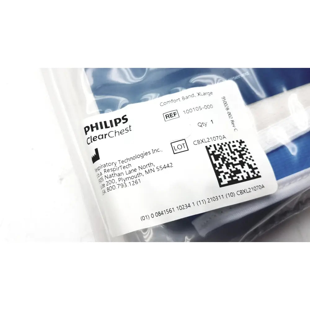 Philips clear chest comfort band x large in clear plastic packaging with white label and black text case of 6