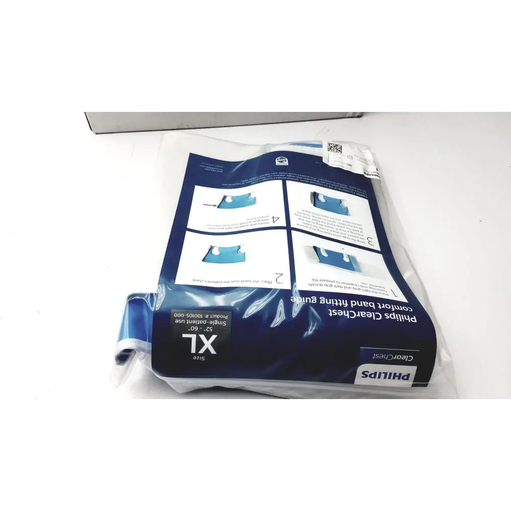 Philips clear chest comfort band fitting guide in blue and white packaging for extra large size case of 6 units