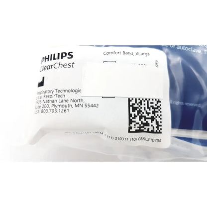 Philips clear chest comfort band xlarge single patient use packaged in clear plastic bag with white labeling
