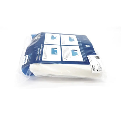Philips clear chest comfort band in white, packaged in a blue transparent bag with instructional diagrams, xlarge single use