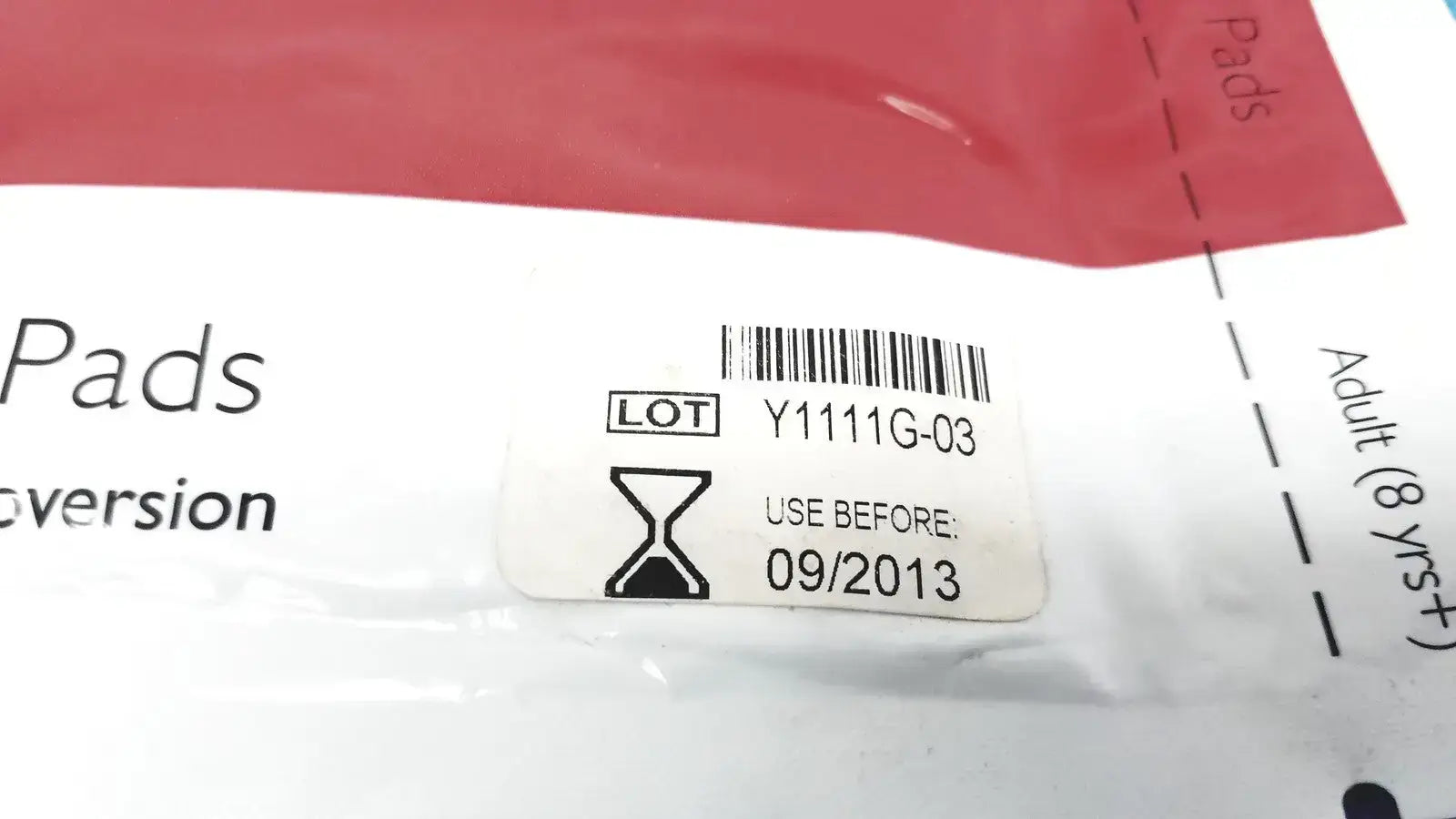 Philips Electrode Pad Adult 8Y+ Instructional Use Only /Check EXP Date Y1111G-03 Electrode Pad, as-is (for parts) product photo 3