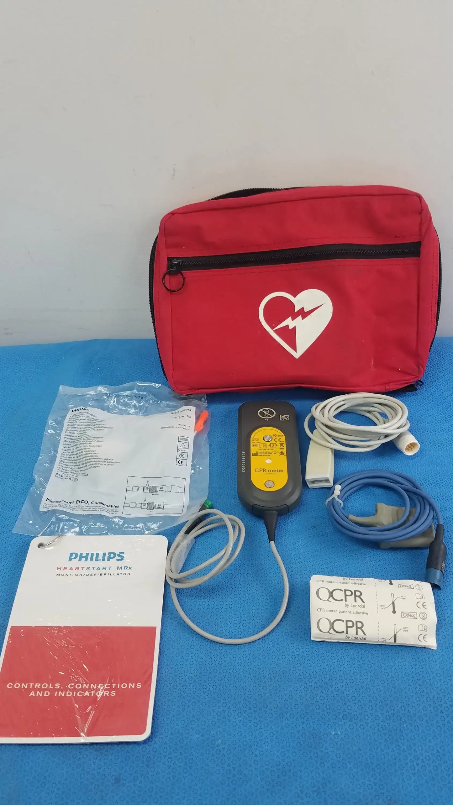 Philips Heartstart MRx Q-CPR Meter With Accessories and Bag CPR Feedback Meter, second-hand product photo 1