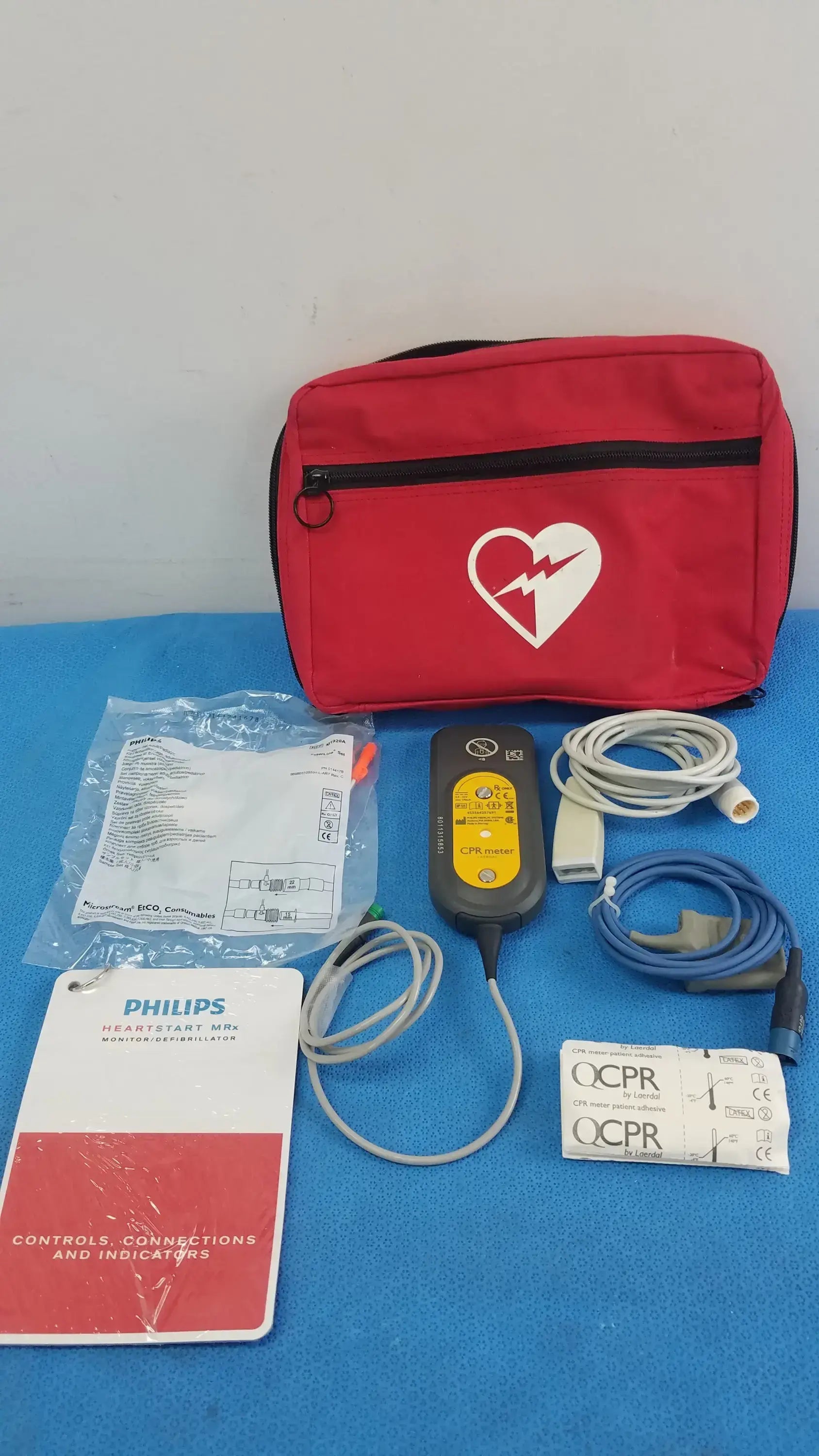 Philips Heartstart MRx Q-CPR Meter With Accessories and Bag CPR Feedback Meter, second-hand product photo 1