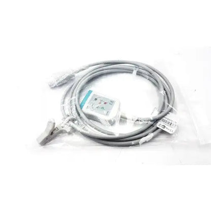 Gray medical cable with white and teal control unit packaged in clear plastic philips hp style 12 pins plug aha