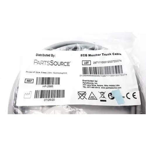 Gray Philips HP style ECG monitor trunk cable with 12 pins plug AHA packaged in clear plastic with white label