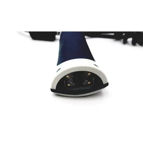 Blue and white handheld barcode scanner with curved front housing from philips hs-1 series 1d/2d jdk 1872