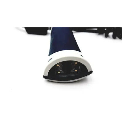 Blue and white handheld barcode scanner with curved front housing from philips hs-1 series 1d/2d jdk 1872