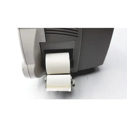 Gray philips intellivue m4605a mp30 patient monitor receipt printer with two white paper rolls emerging from front slot
