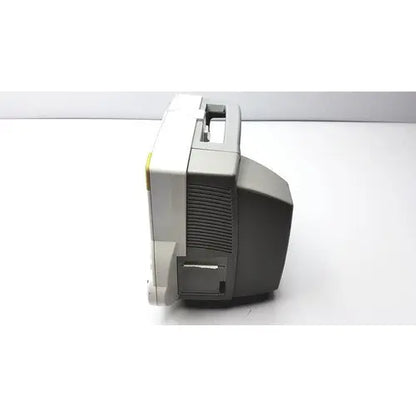 Gray and white vintage crt monitor with ribbed side panel of philips intellivue m4605a mp30 patient monitor