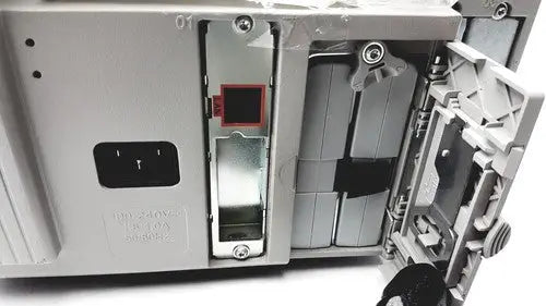 Gray plastic power supply unit with visible red circuit board and metallic connectors for philips intellivue m4605a mp30