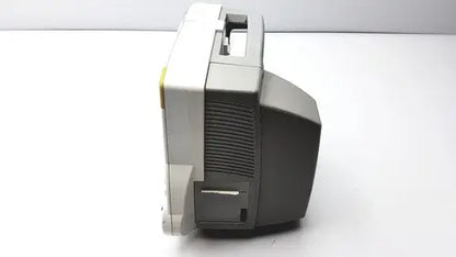 Gray and white vintage crt monitor with ribbed side panel of philips intellivue m4605a mp30 patient monitor