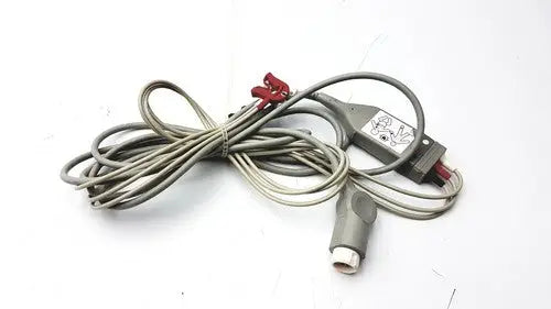 Gray coiled cable with red connectors and labeled gray housing for philips intellivue mp30 m4605a medical monitor stand