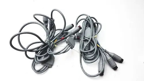 Tangled bundle of gray xbox 360 controller cables with multiple connectors for philips intellivue mp30 m4605a stand