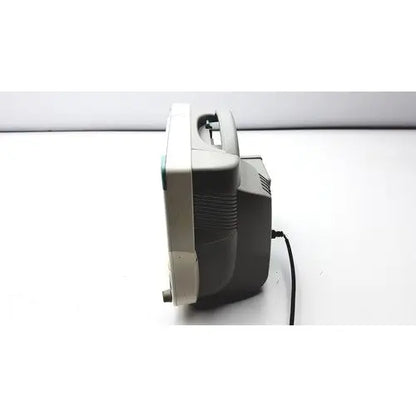 Philips intellivue mp50 patient monitor with gray and beige vintage crt television design featuring curved screen frame and power cord