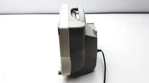 Philips intellivue mp50 patient monitor with gray and beige vintage crt television design featuring curved screen frame and power cord