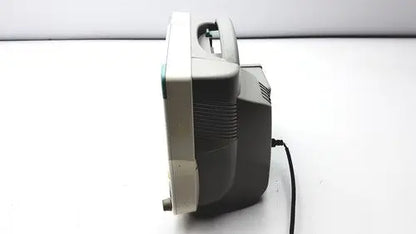 Philips intellivue mp50 patient monitor with gray and beige vintage crt television design featuring curved screen frame and power cord