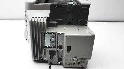 Gray plastic philips intellivue mp50 patient monitor showing internal circuit board and side ventilation slats