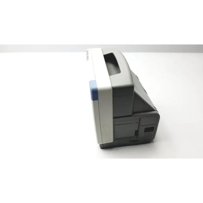 Gray and white plastic handheld philips intellivue mp5sc touch screen patient monitor with blue accent working model