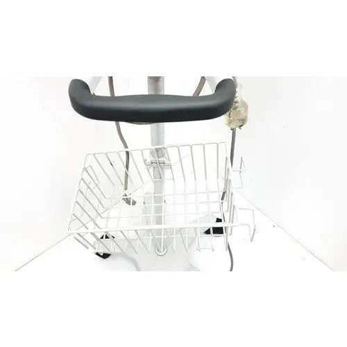 White metal laundry cart with black padded handle and wire basket for philips intellivue mp5t healthcare monitor use