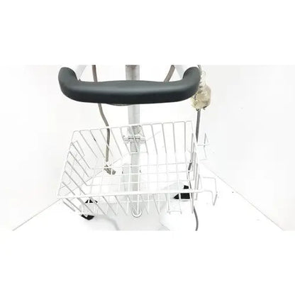 White metal laundry cart with black padded handle and wire basket for philips intellivue mp5t healthcare monitor use