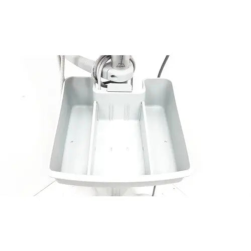 Gray plastic organizer with three compartments and mounted mechanical arm on philips intellivue mp5t patient monitor
