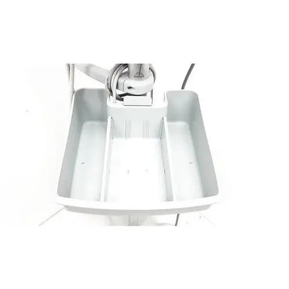 Gray plastic organizer with three compartments and mounted mechanical arm on philips intellivue mp5t patient monitor