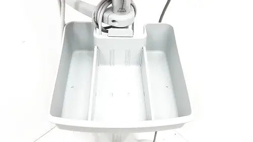 Gray plastic organizer with three compartments and mounted mechanical arm on philips intellivue mp5t patient monitor