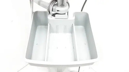 Gray plastic organizer with three compartments and mounted mechanical arm on philips intellivue mp5t patient monitor