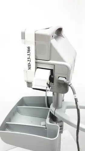 Gray philips intellivue mp5t patient monitor showing side with white label md-231366 for medical imaging use