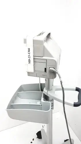 Gray philips intellivue mp5t patient monitor with rectangular console and adjustable arm for medical imaging equipment