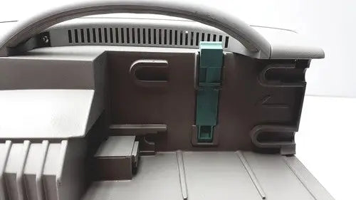 Gray plastic toy car with green clip detail and molded lettering featured with philips intellivue patient monitor branding