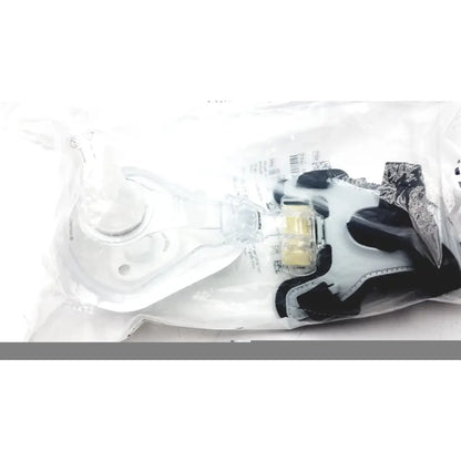 Clear plastic face mask philips l af531 with black elastic straps and yellowish filter for reuse medical use