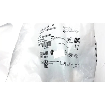 White plastic packaging with printed labels and barcodes for philips l af531 ee leak single-use capstrap reuse medical product