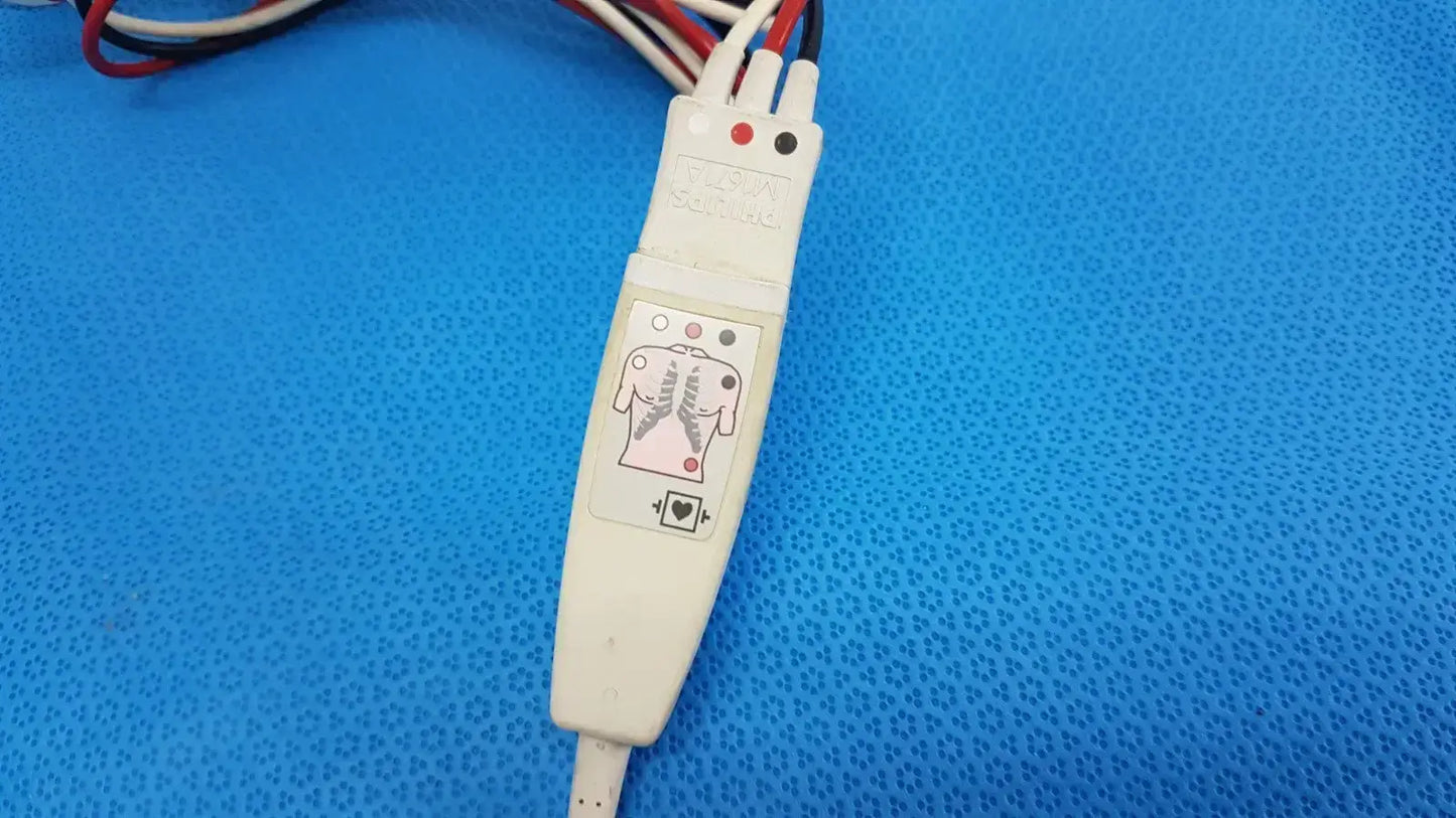 Philips M1671A 3-Lead ECG/EKG Trunk Cable with Grabber Clip Leads ECG Trunk Cable, second-hand product photo 2