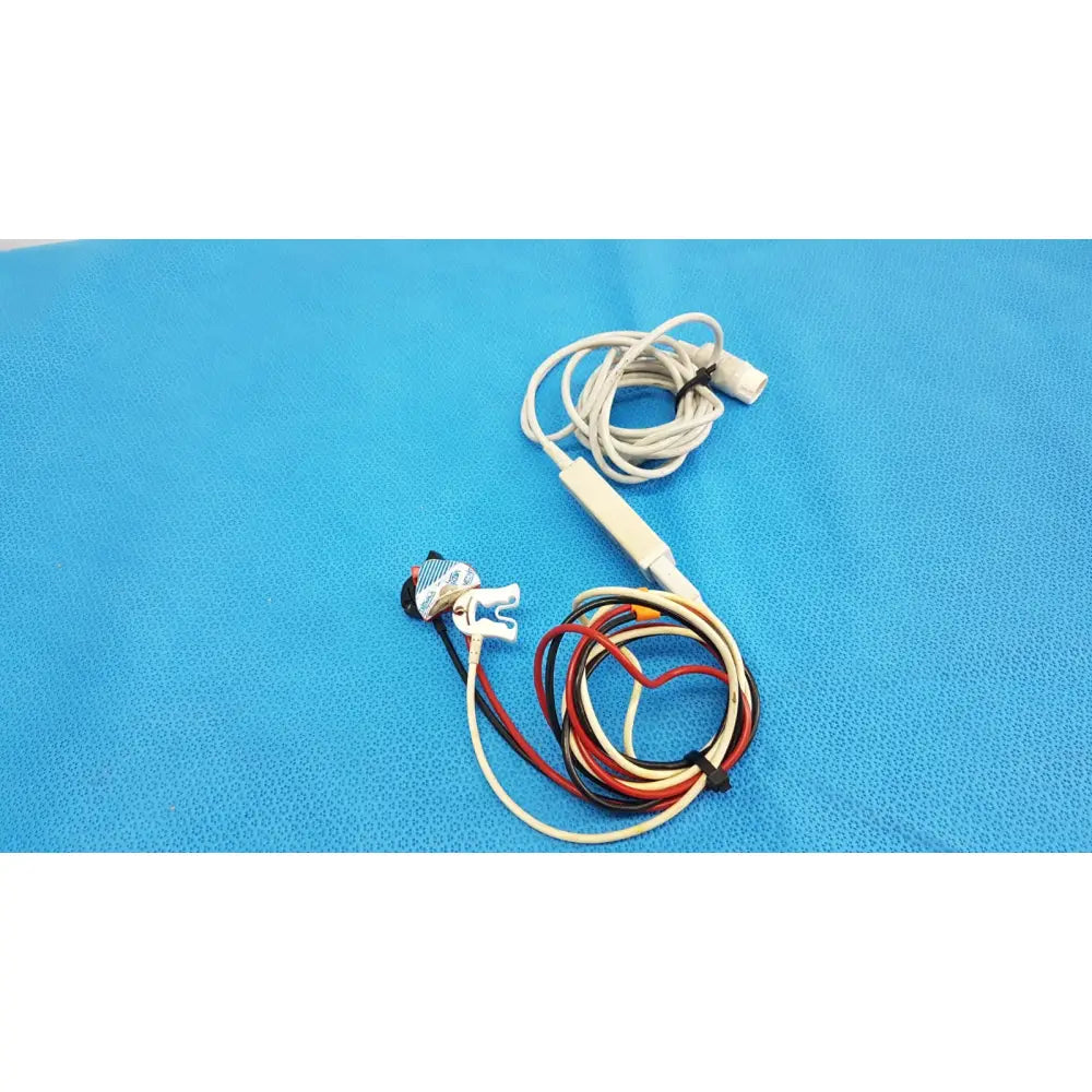White and black coiled medical cable with multiple colored wires for philips m1671a 3-lead ecg leadset use