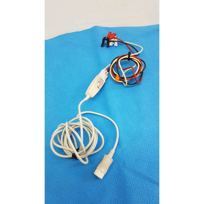 White coiled ecg leadset with control unit and multicolored wires for philips m1671a patient cable use