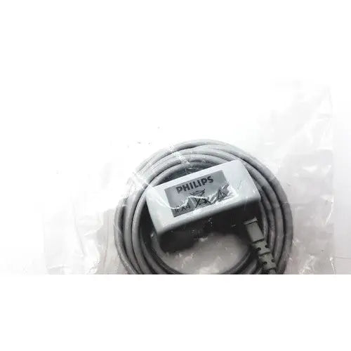 Philips m2501a mainstream etco2 medical diagnostic cable with gray coiled cord and rectangular connector housing