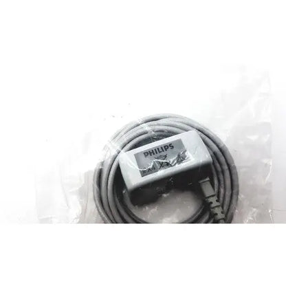 Philips m2501a mainstream etco2 medical diagnostic cable with gray coiled cord and rectangular connector housing