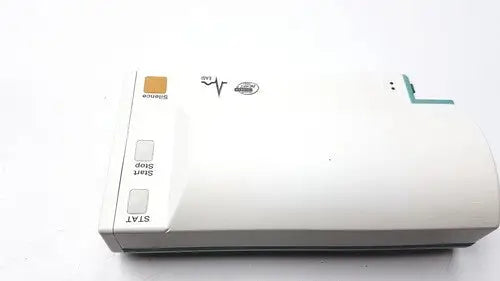 White plastic sony playstation 1 console with orange power button and gray start stop buttons in philips m3001a a03 module