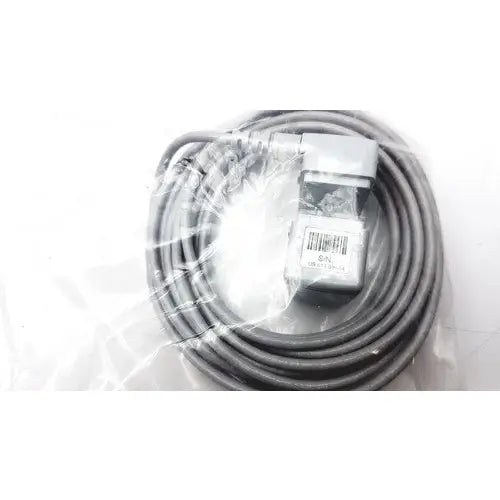 Gray coiled cable with gray rectangular connector and barcode label in clear plastic for philips mainstream etco2 sensor