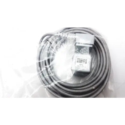 Gray coiled cable with gray rectangular connector and barcode label in clear plastic for philips mainstream etco2 sensor