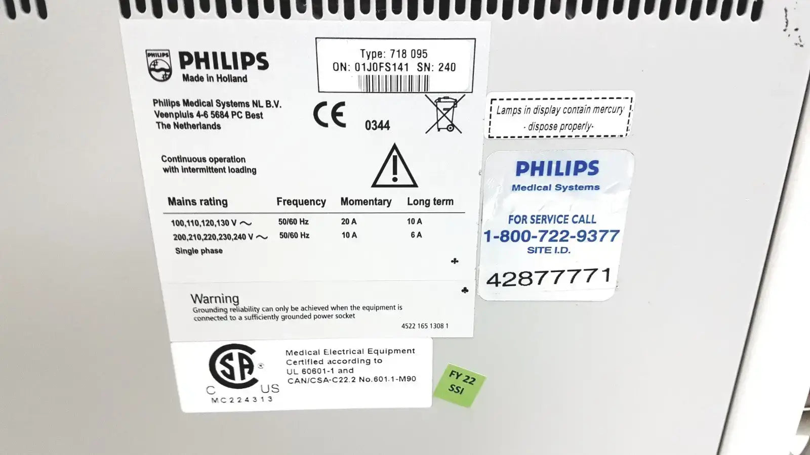 Philips Medical Systems Type 718 095 – Medical Electrical Equipment Medical Electrical Equipment, as-is (for parts) product photo 2