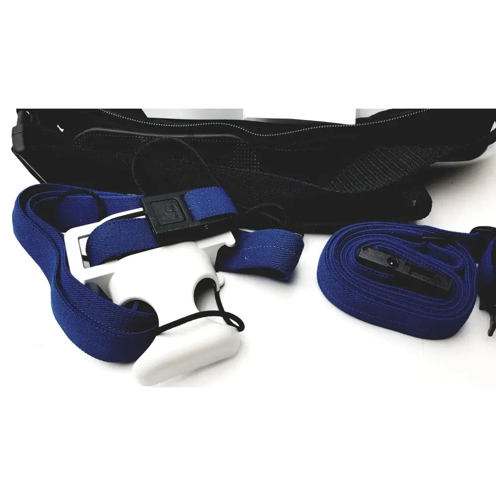 Blue fabric straps with white plastic buckle and black clips for philips respiironics alice pdx portable sleep diagnostic system accessories