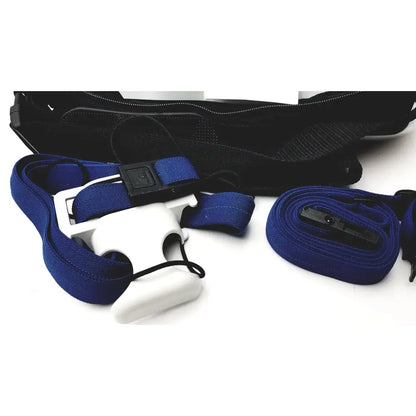 Blue fabric straps with white plastic buckle and black clips for philips respiironics alice pdx portable sleep diagnostic system accessories