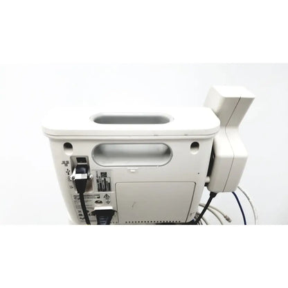 White philips suresigns vs4 medical monitor with sleek rectangular design and integrated cable management ports on rolling stand