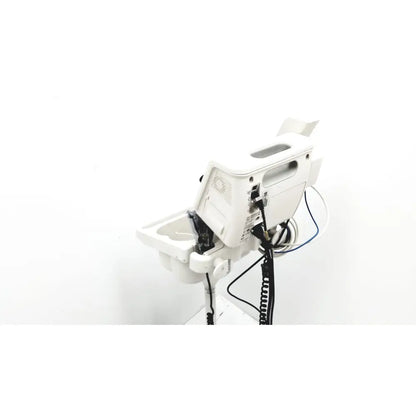 White philips suresigns vs4 medical infusion pump with sleek compact design and visible tubing connections on rolling stand
