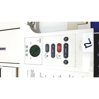 White industrial physio control lifepak 10 cardiac monitor control panel with green dial and black red buttons