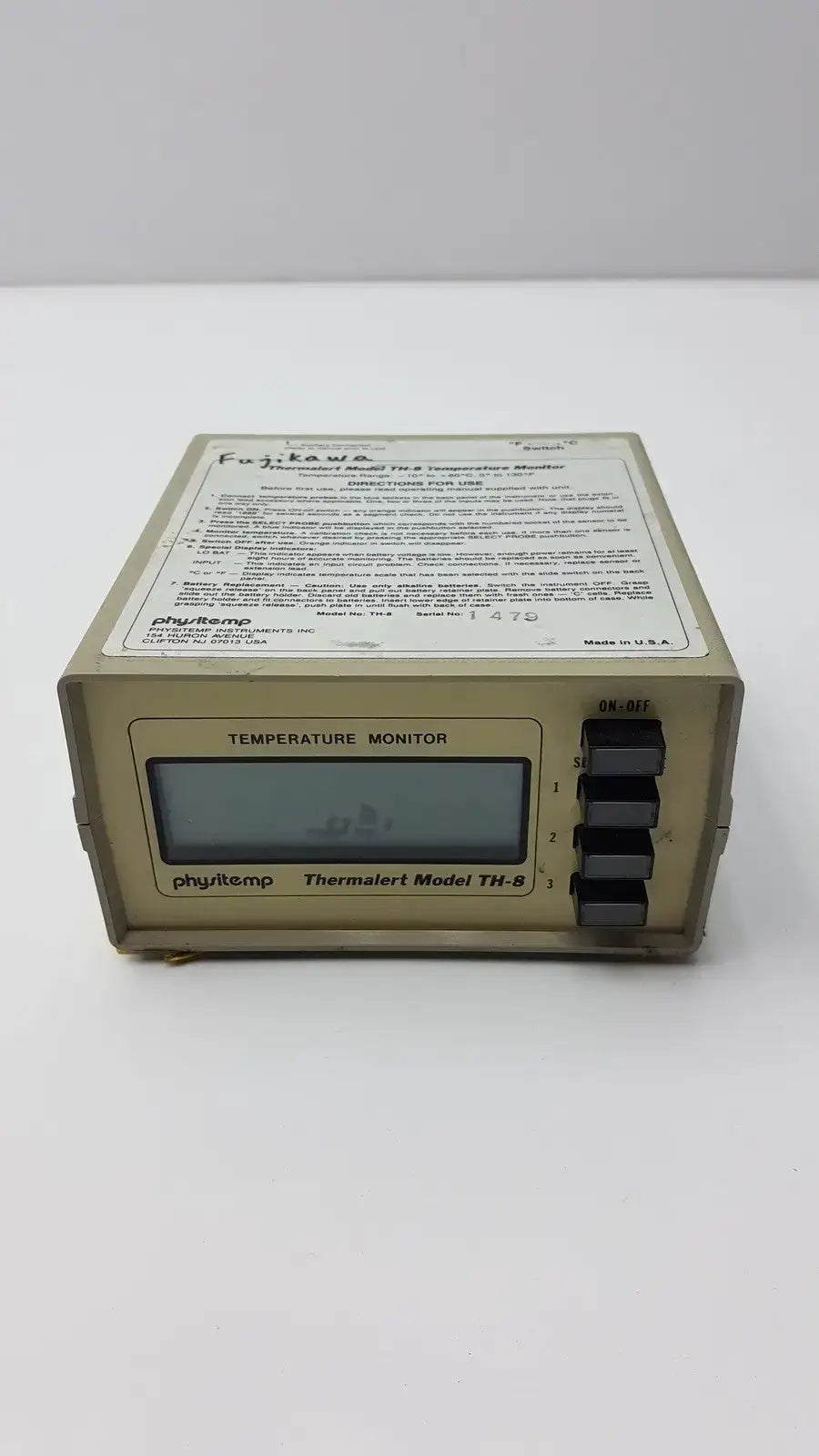 Physitemp Temperature Monitor Thermalert Model TH-8 Temperature Monitor, second-hand product photo 4